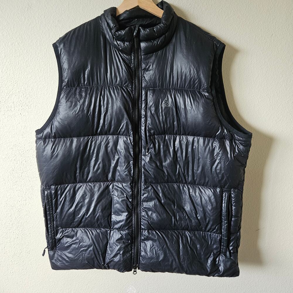 Nike ACG All Conditions Gear Mens XL Full Zip Goose Down Vest Jacket Black